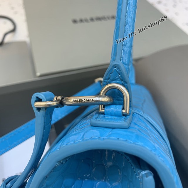 Balenciaga專櫃爆款小號Hourglass手提肩背女包 巴黎世家亮藍色沙漏包 fyj1727